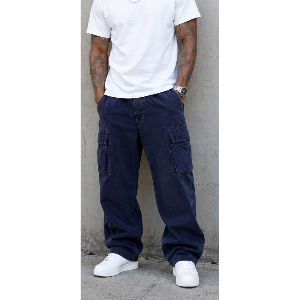 Arizona Jean Co Mens Tagged‎ 38x34 Navy Loose Fit Cargo Pants Actual 32x31